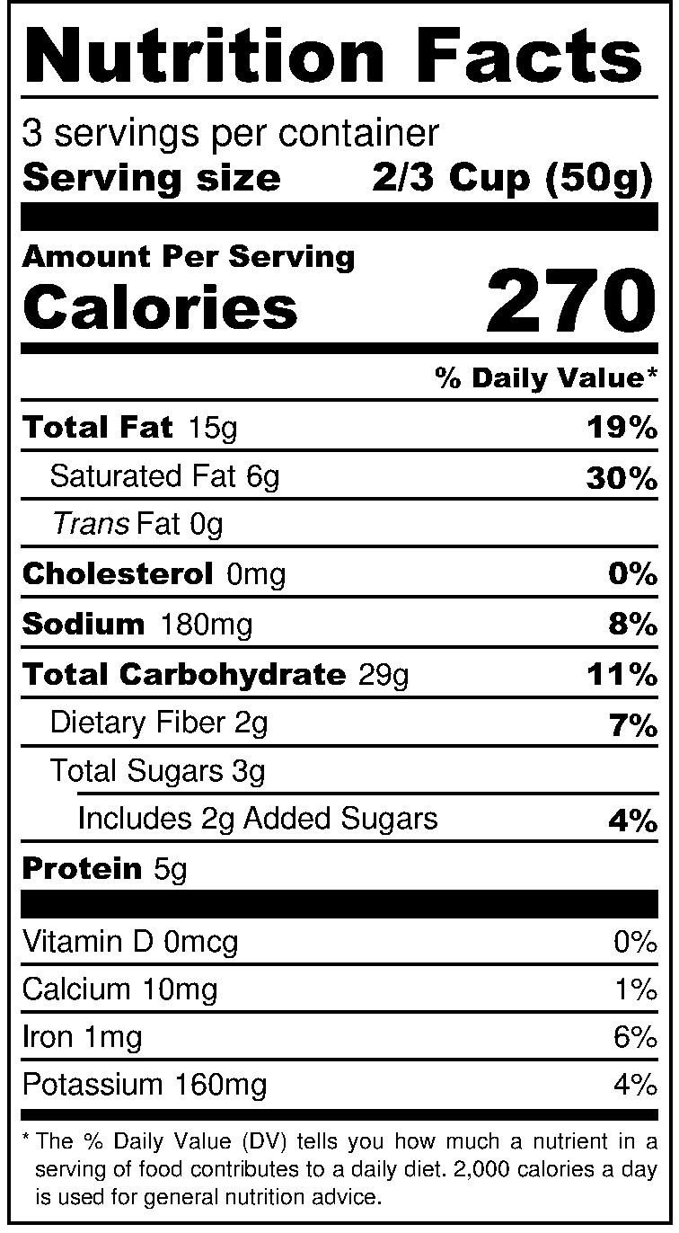 Khatta Meetha nutritional label