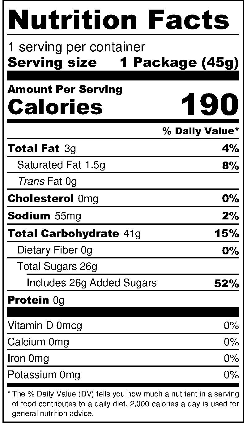 Rhubarb & Custard Bonbons nutritional label