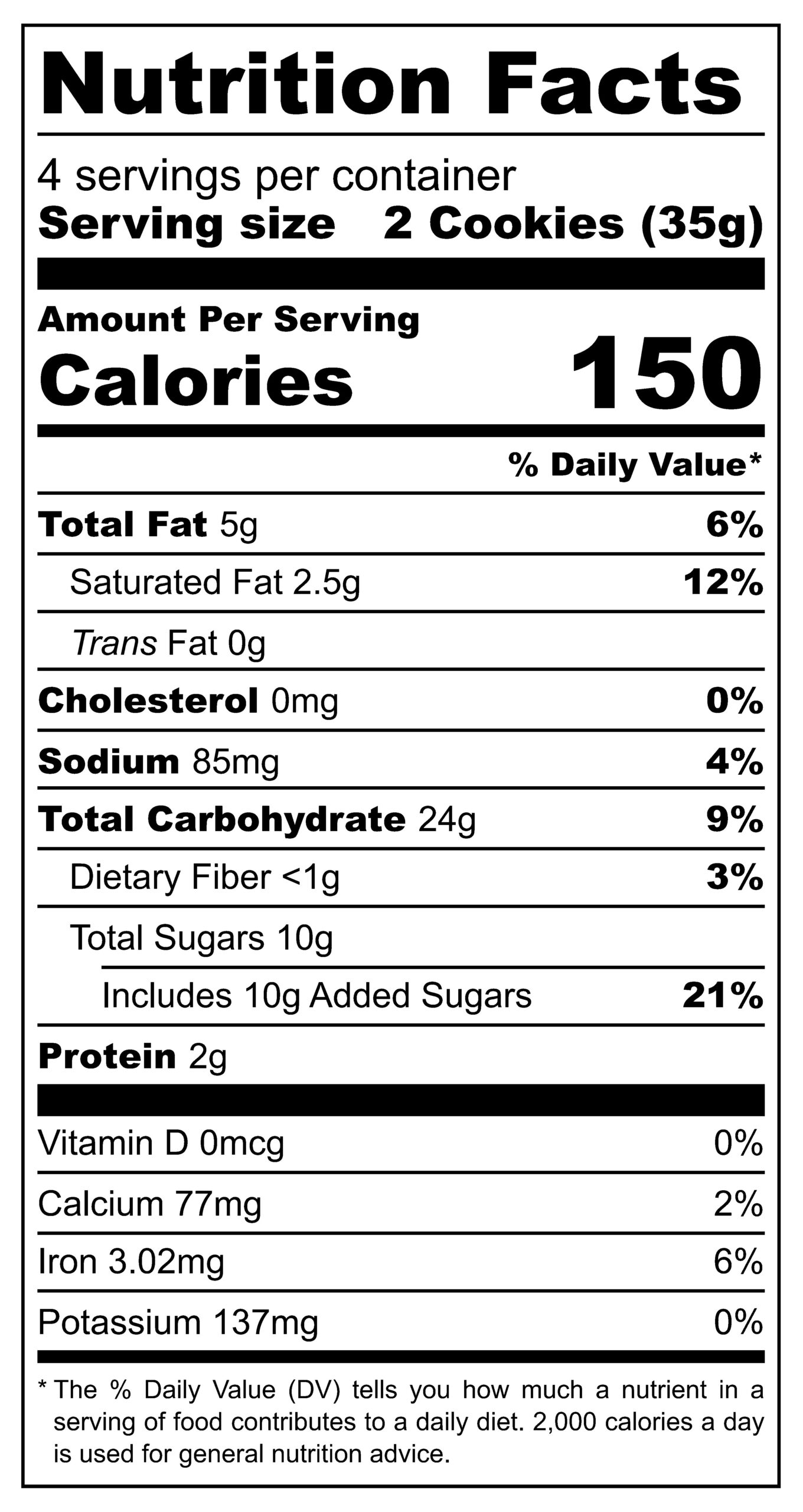 Raspberry Jammie Dodgers nutritional label