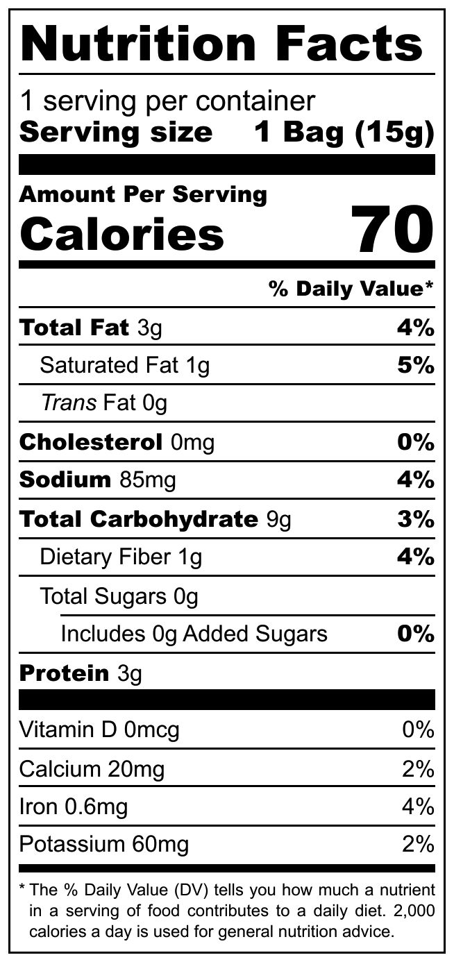 Moong Dal nutritional label