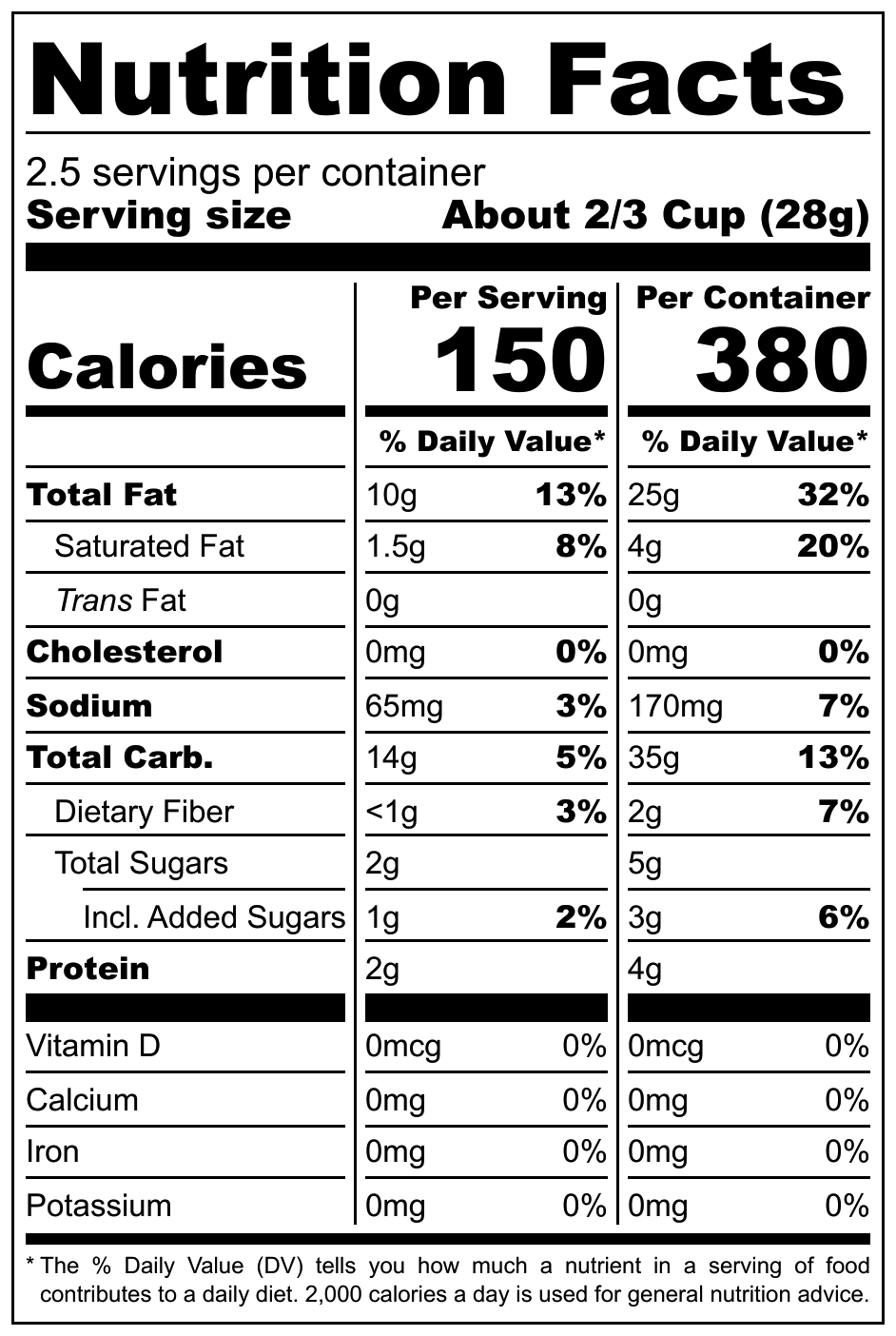 Masala Sticks nutritional label