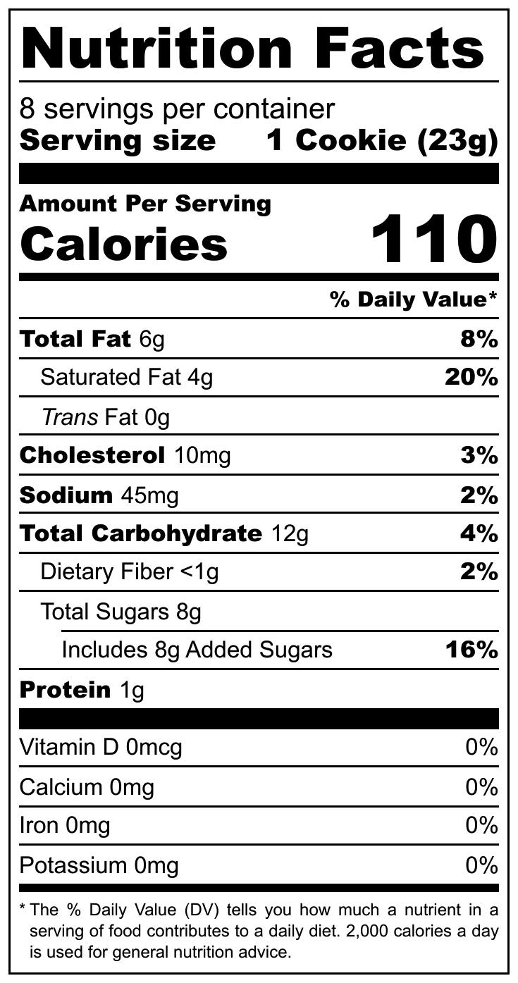 Bounty Cookies nutritional label