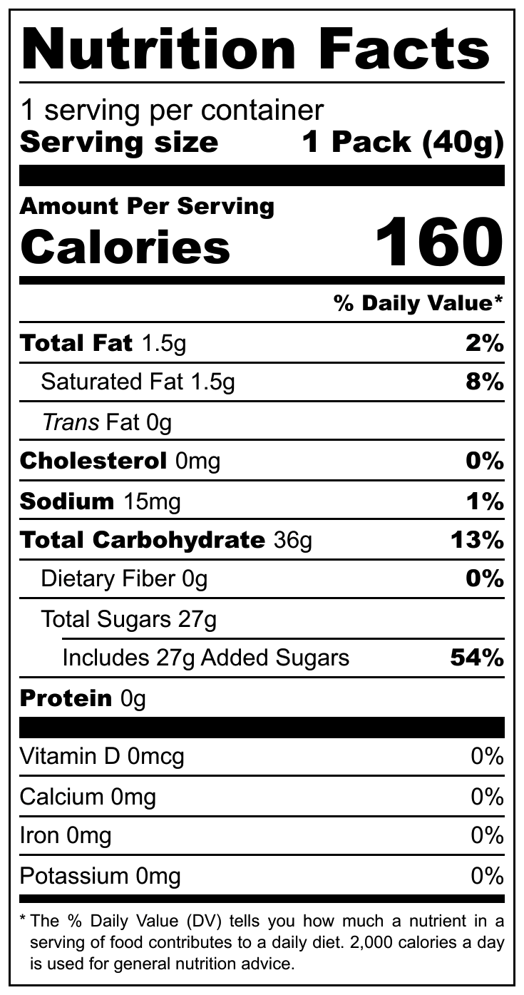 Millions Iron Brew nutritional label