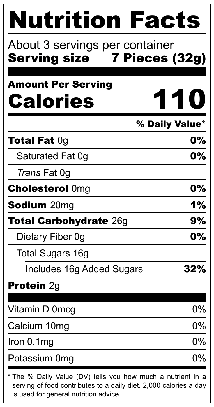 All Rounders Wine Gums nutritional label