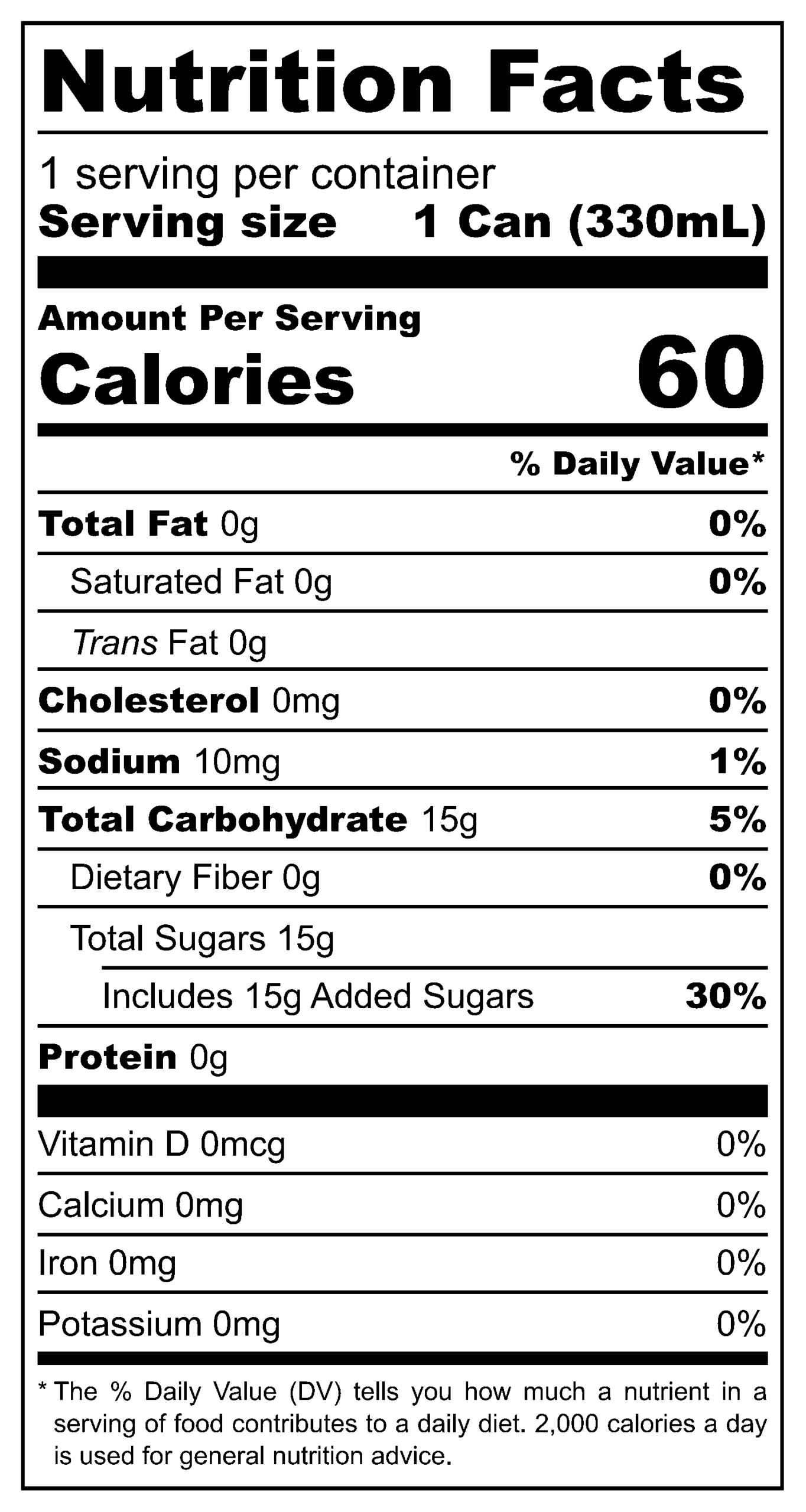 Iron Bru Drink nutritional label