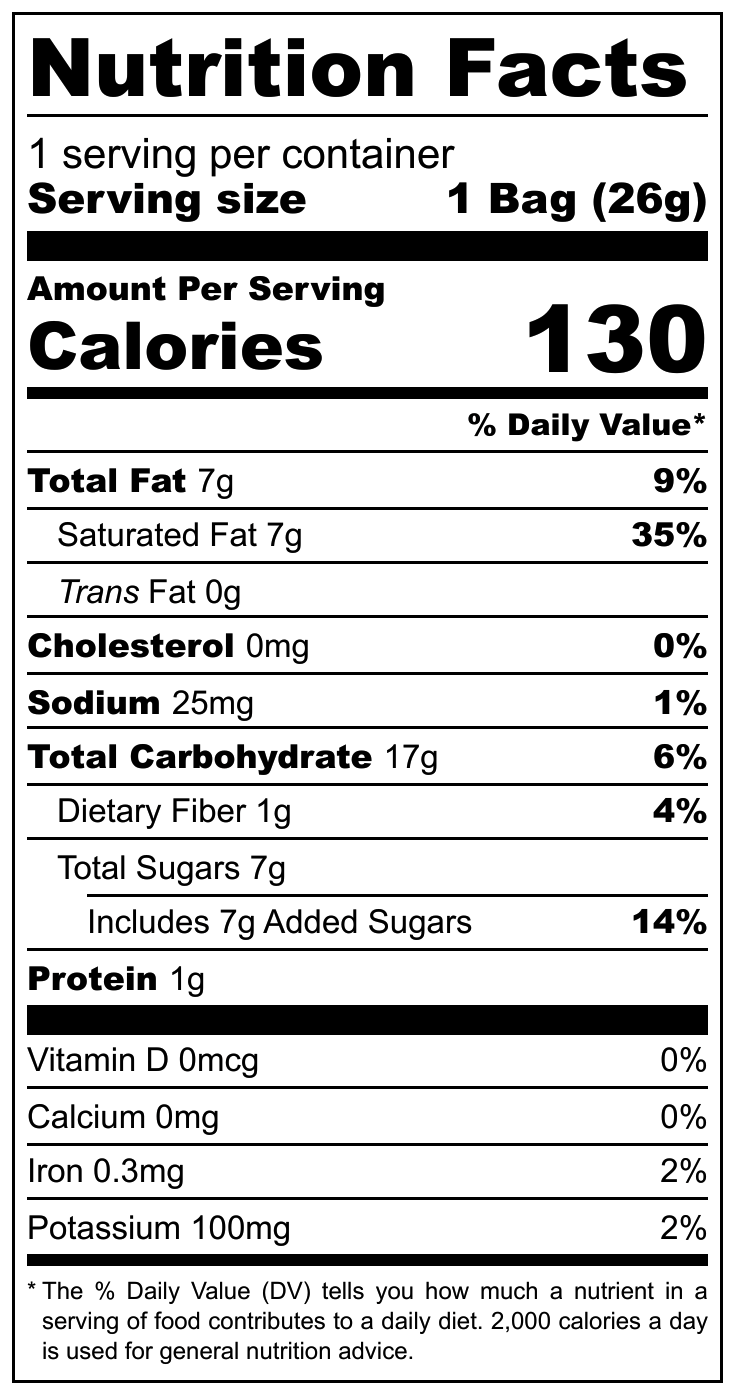 Cosmos Chocolate Corns nutritional label