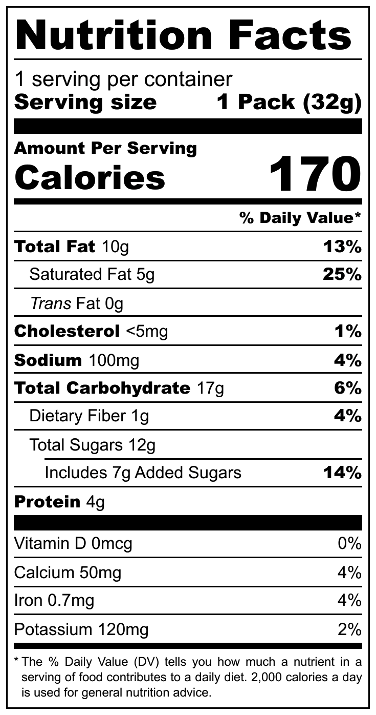 Lotte Pepero Snowy Almond nutritional label