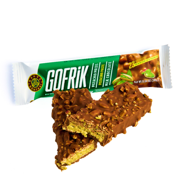 Milk Chocolate Coated Crispy Wafers With Pistachio Cream & Pistachio Pieces image