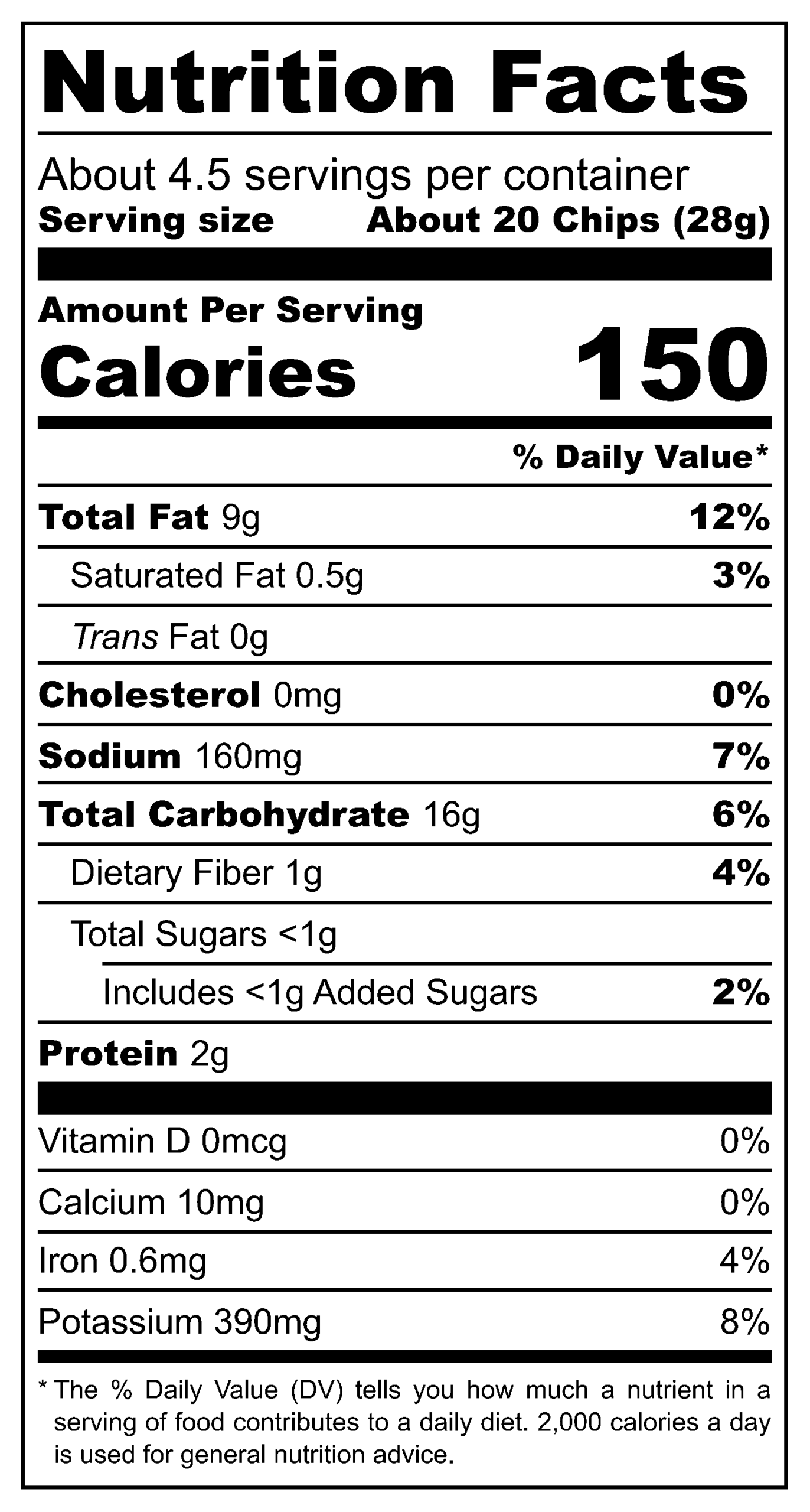 Bret's Chips Stoofvlees Carbonade Flamande nutritional label