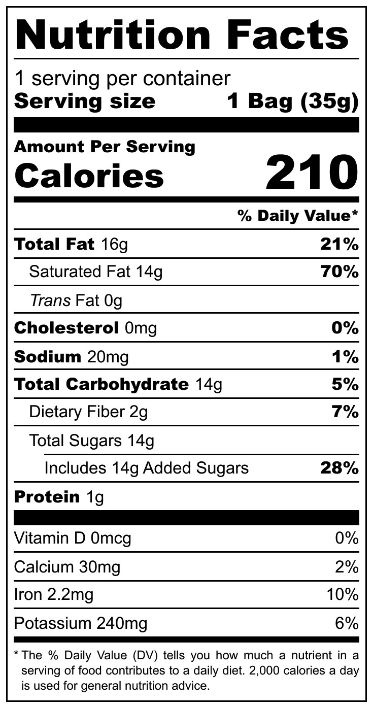 Mathez Cocoa Powdered Truffles nutritional label
