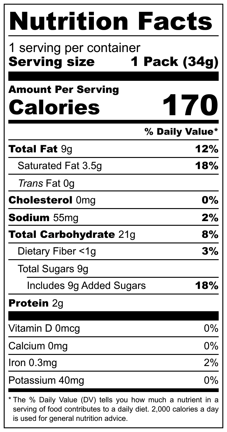 Lush Mosaic nutritional label