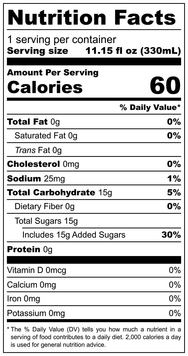 Fanta Lemon Flavored nutritional label