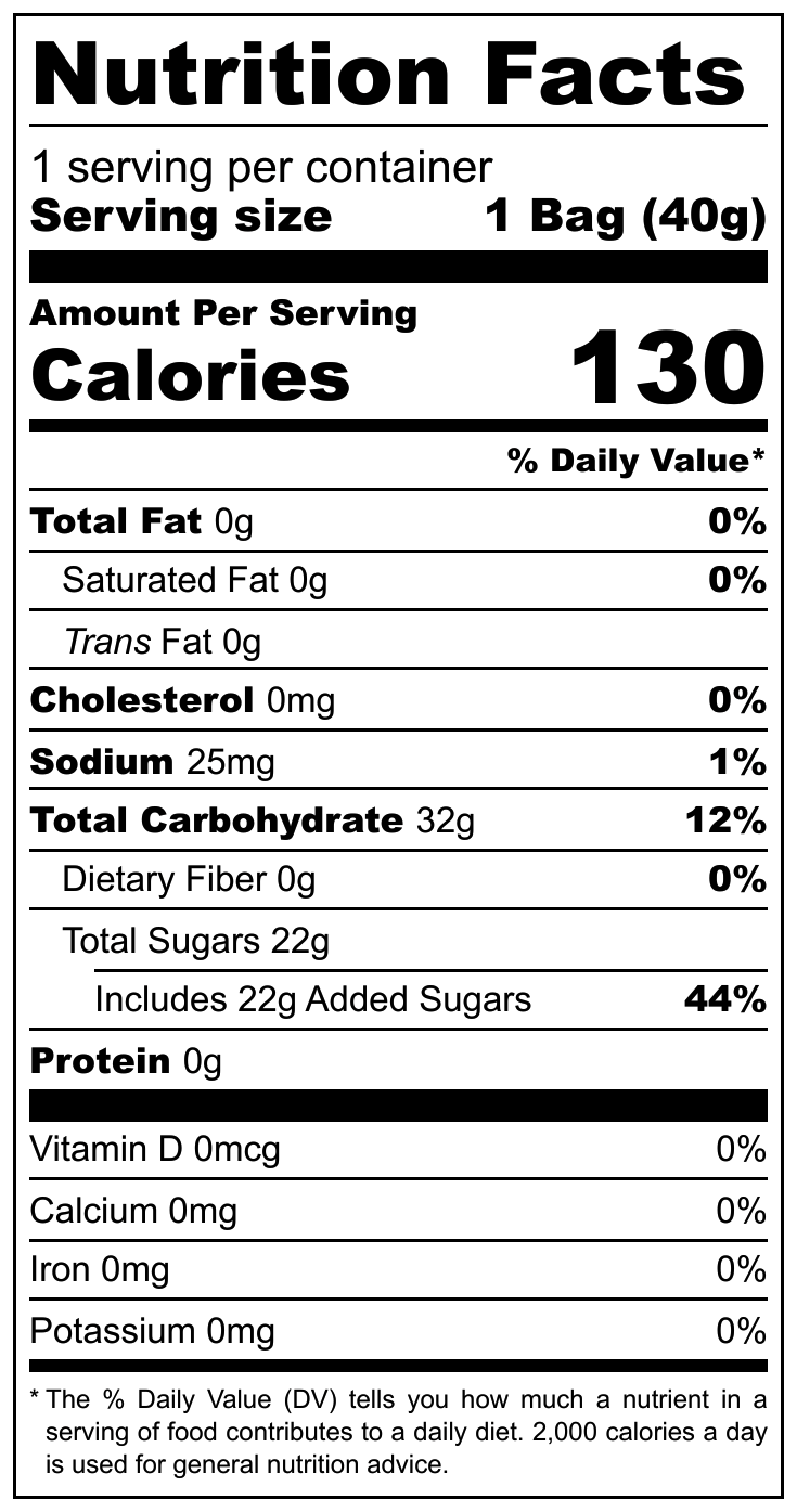 Van Slooten Chews nutritional label