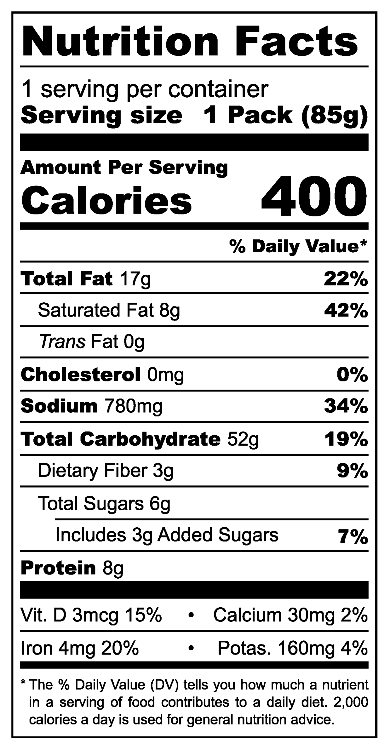 Indomie Instant Noodles Mi Goreng nutritional label