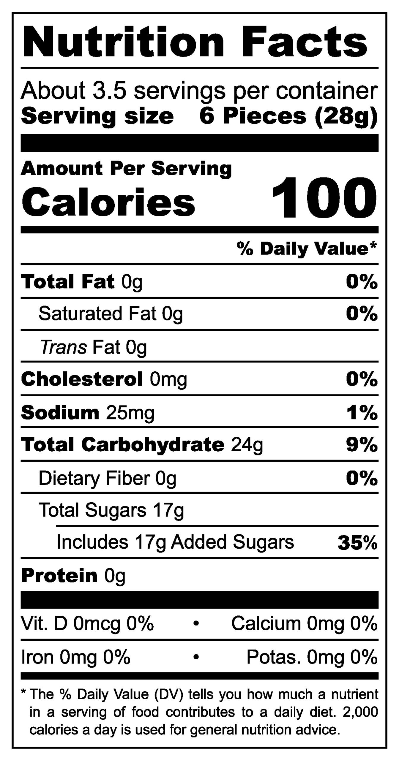 Efrutti Sweet & Sour Rings nutritional label