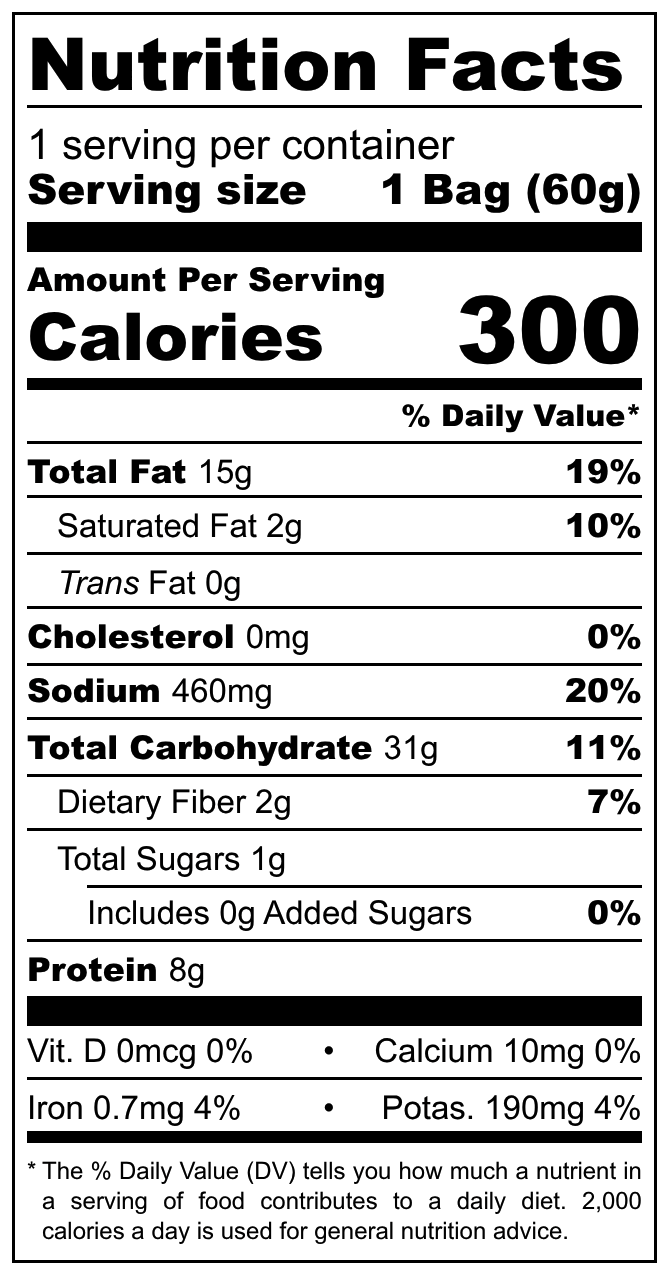Lorenz Curly nutritional label