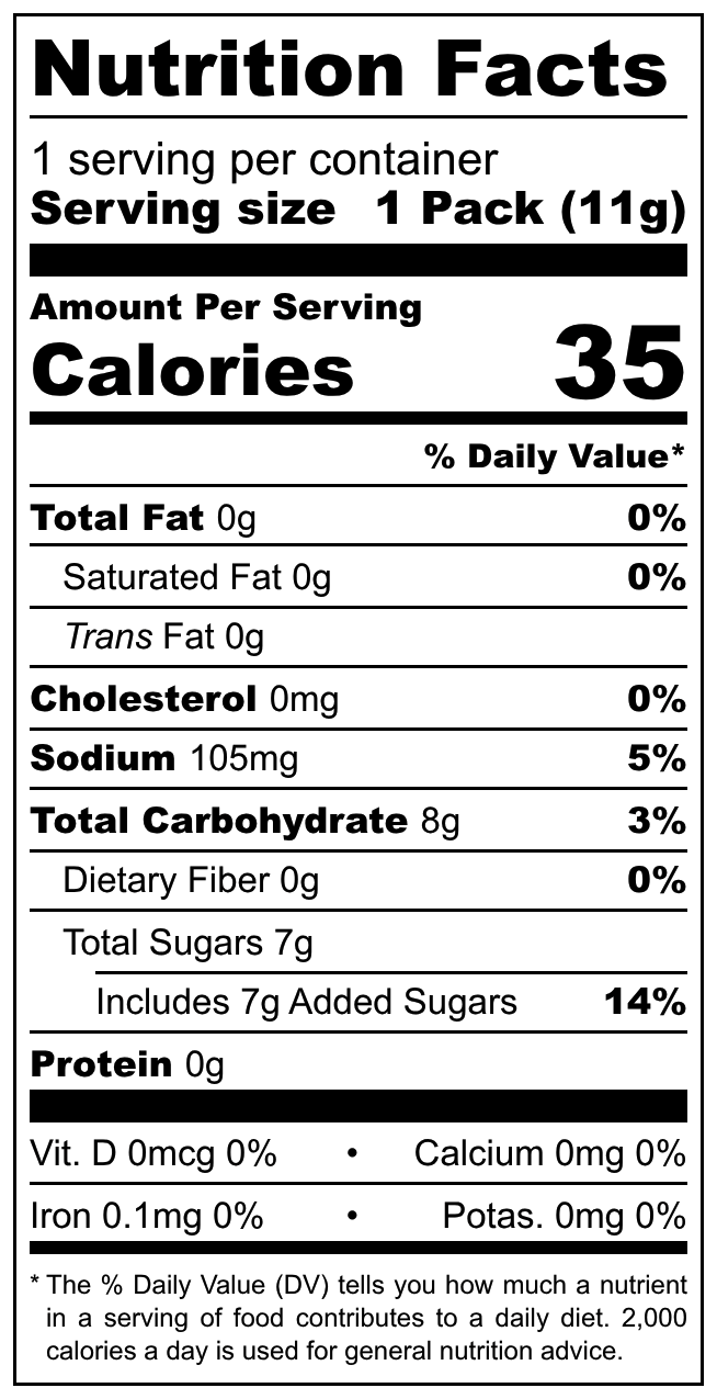 De la Rosa Gomita Cubierta Con Chile Sandia nutritional label
