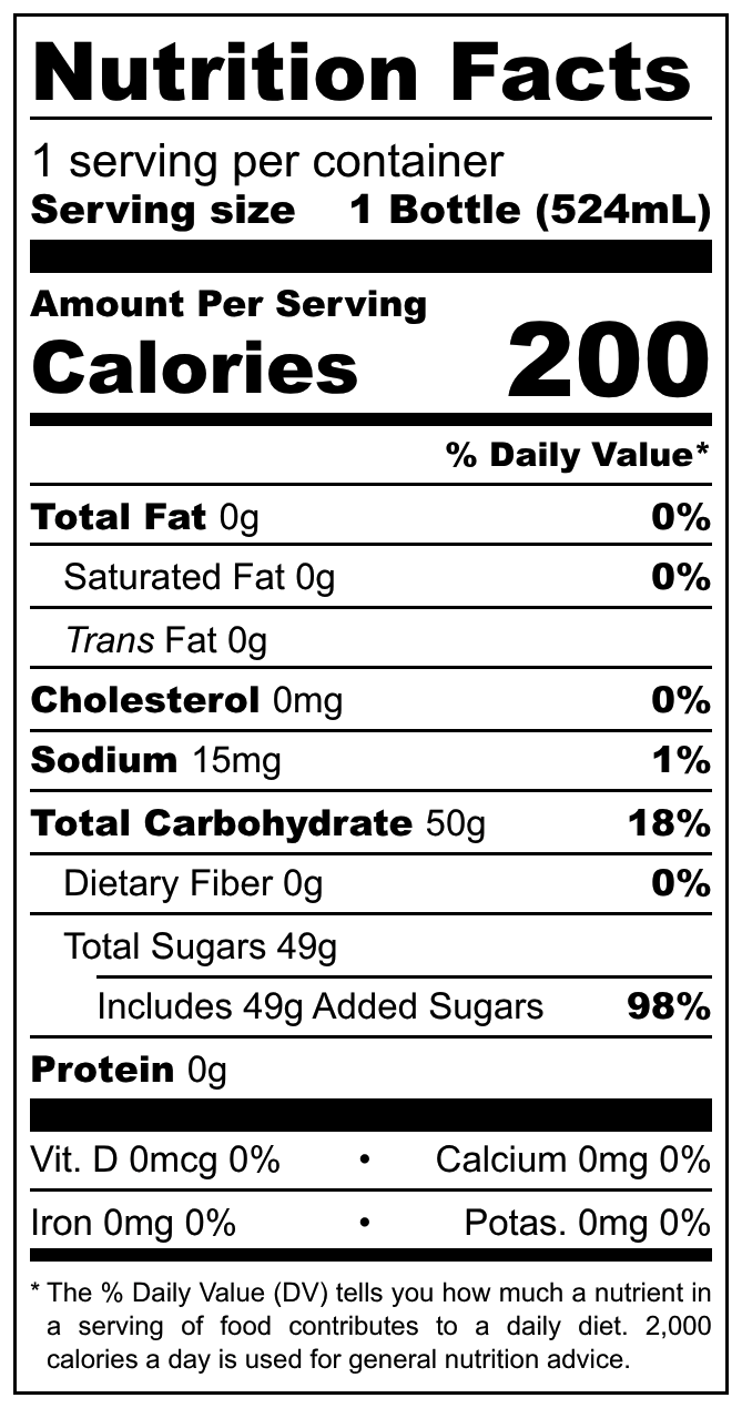 Sangria Señorial nutritional label