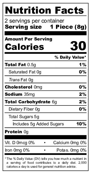 Dupont D’Isigny Caramels nutritional label
