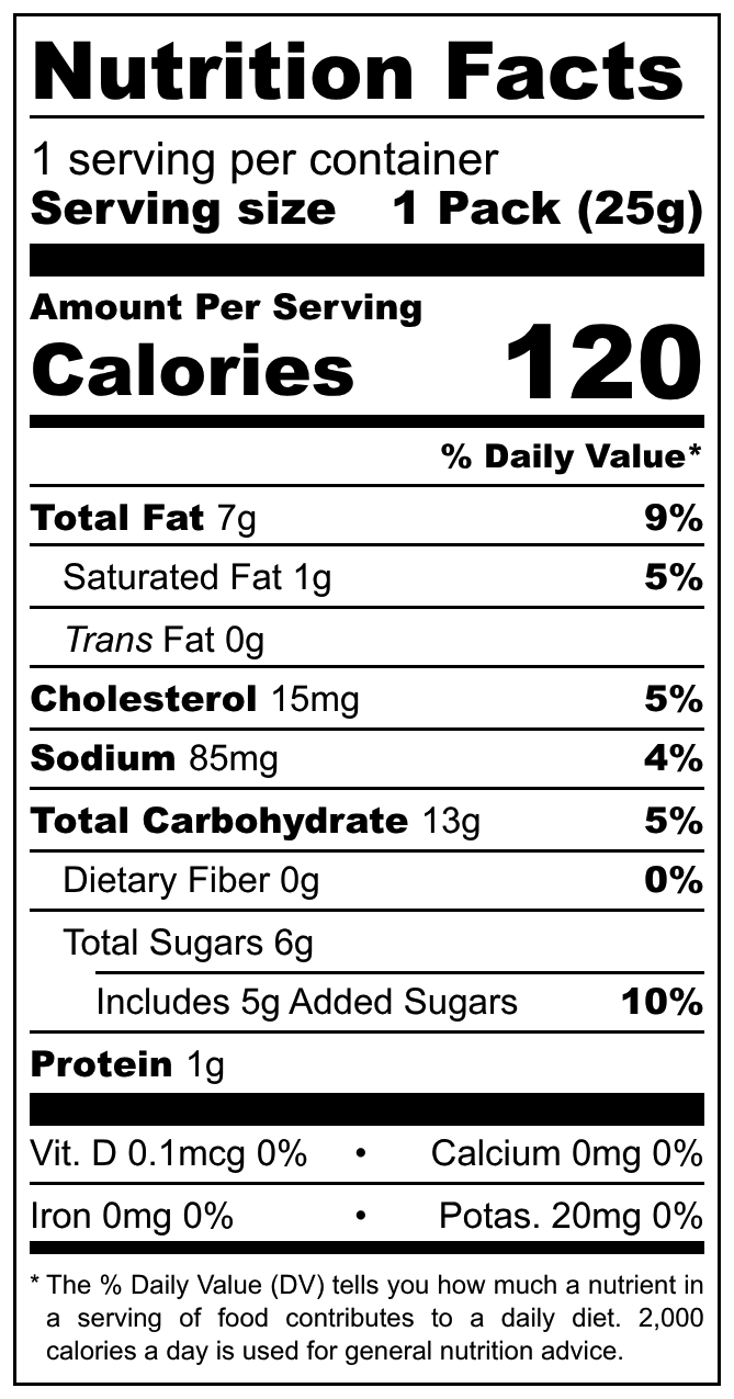St. Michel Madeleine nutritional label