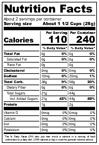 Fabitos Pipoca Doce Vovozinha nutritional label