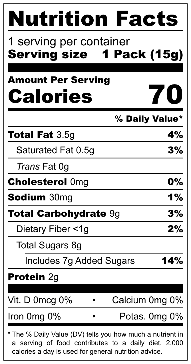 Jazam Tubitos Pacoca Rolha nutritional label