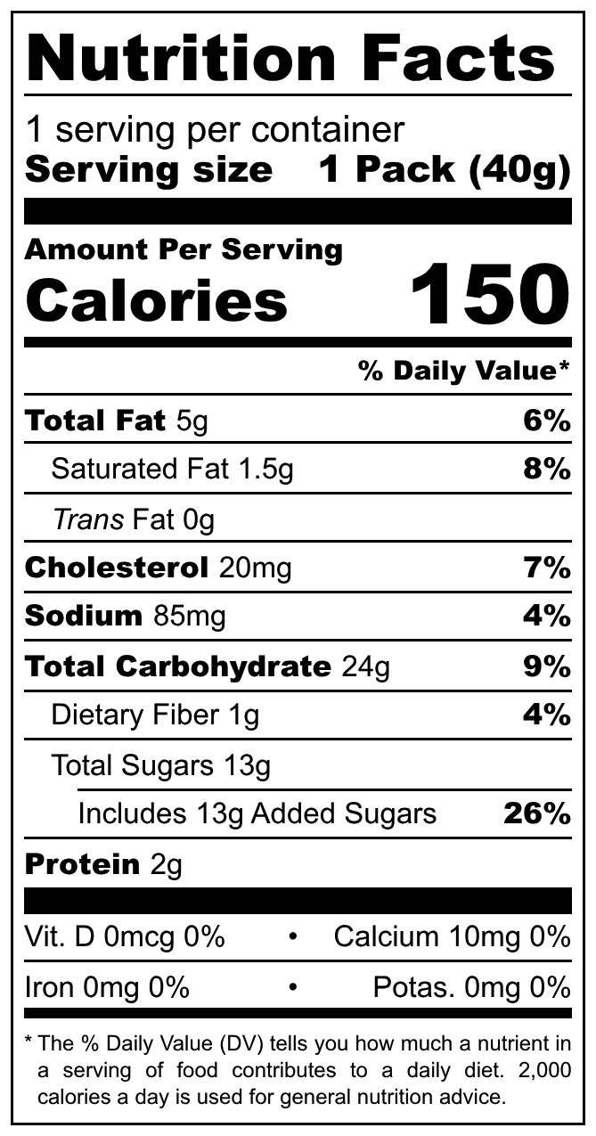 Vitarella Treloso Bolinho nutritional label