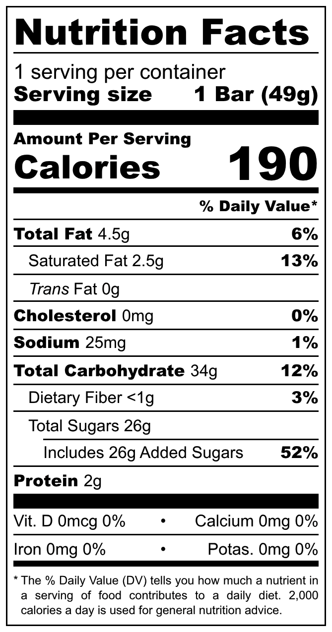 Kopernik Torun Baton Piernikowy nutritional label