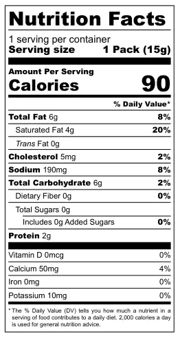 Noble Gouda Cheese Biscuits nutritional label