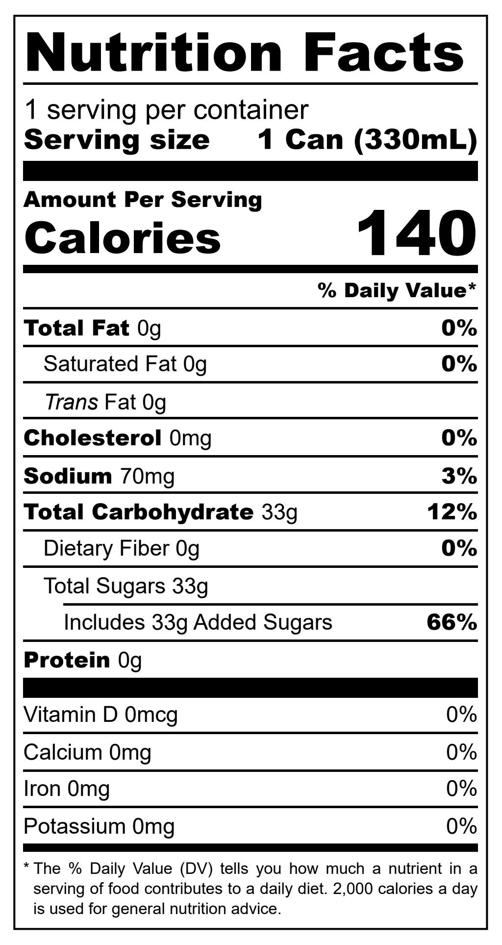 Chinotto Soda nutrition facts