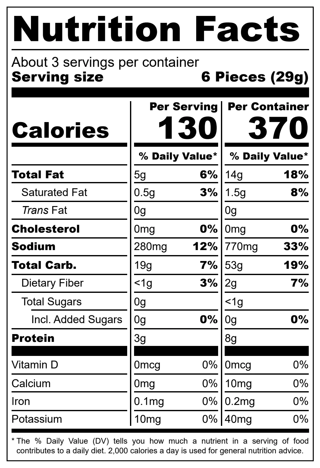 Onion-Flavored Crackers nutrition facts
