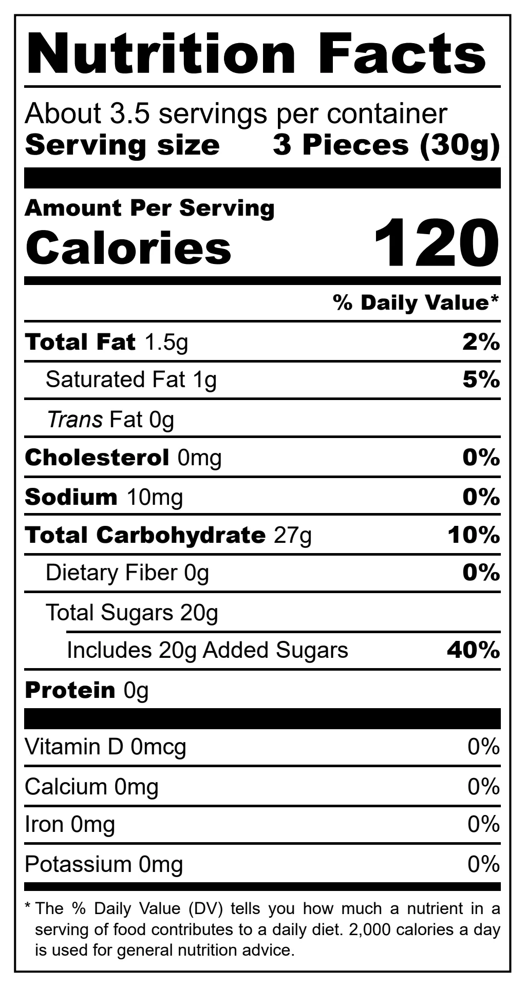 Watermelon & Berry Candy-Coated Chews nutrition facts