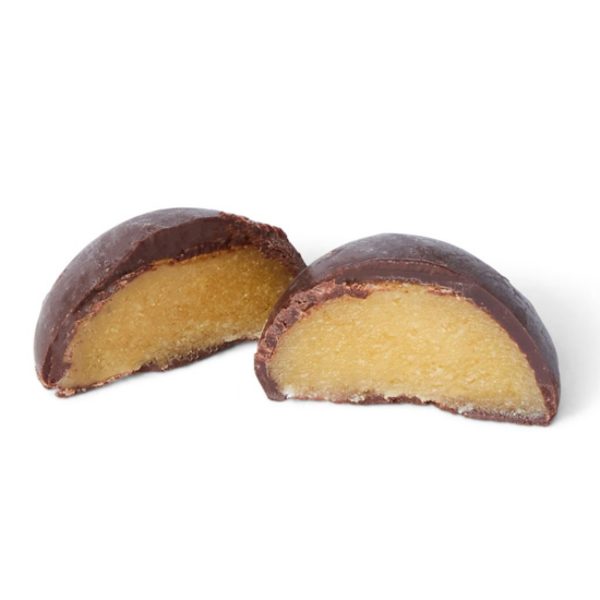 Candied Egg Yolk Coated in Dark Chocolate Pieces