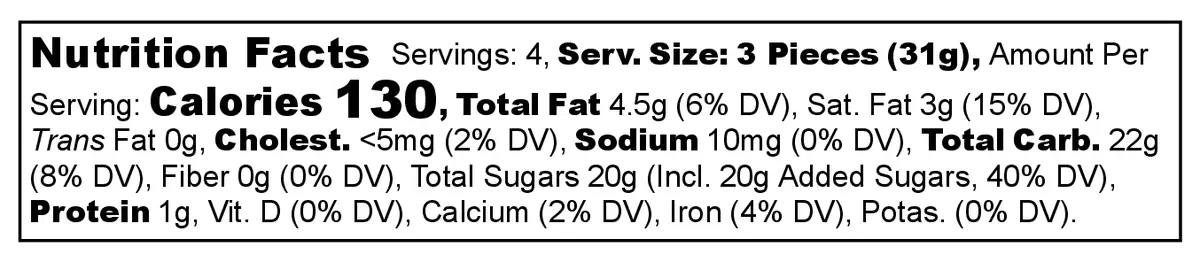 Stracciatella Pralines nutrition facts