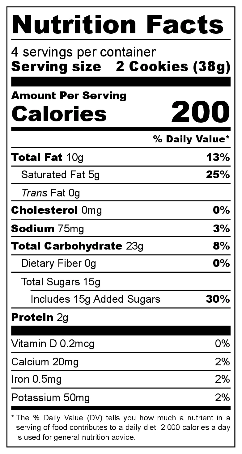 Lemon & White Chocolate Cookies nutrition facts