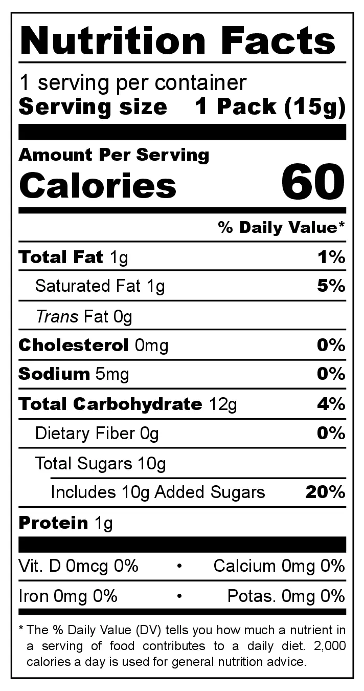Banana Iced Latte Mix nutrition facts