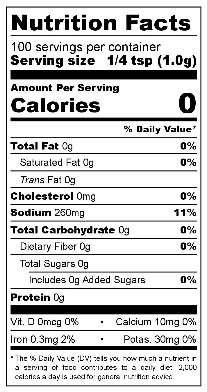 Zing Factor Tangy Kick Spice Mix nutrition facts