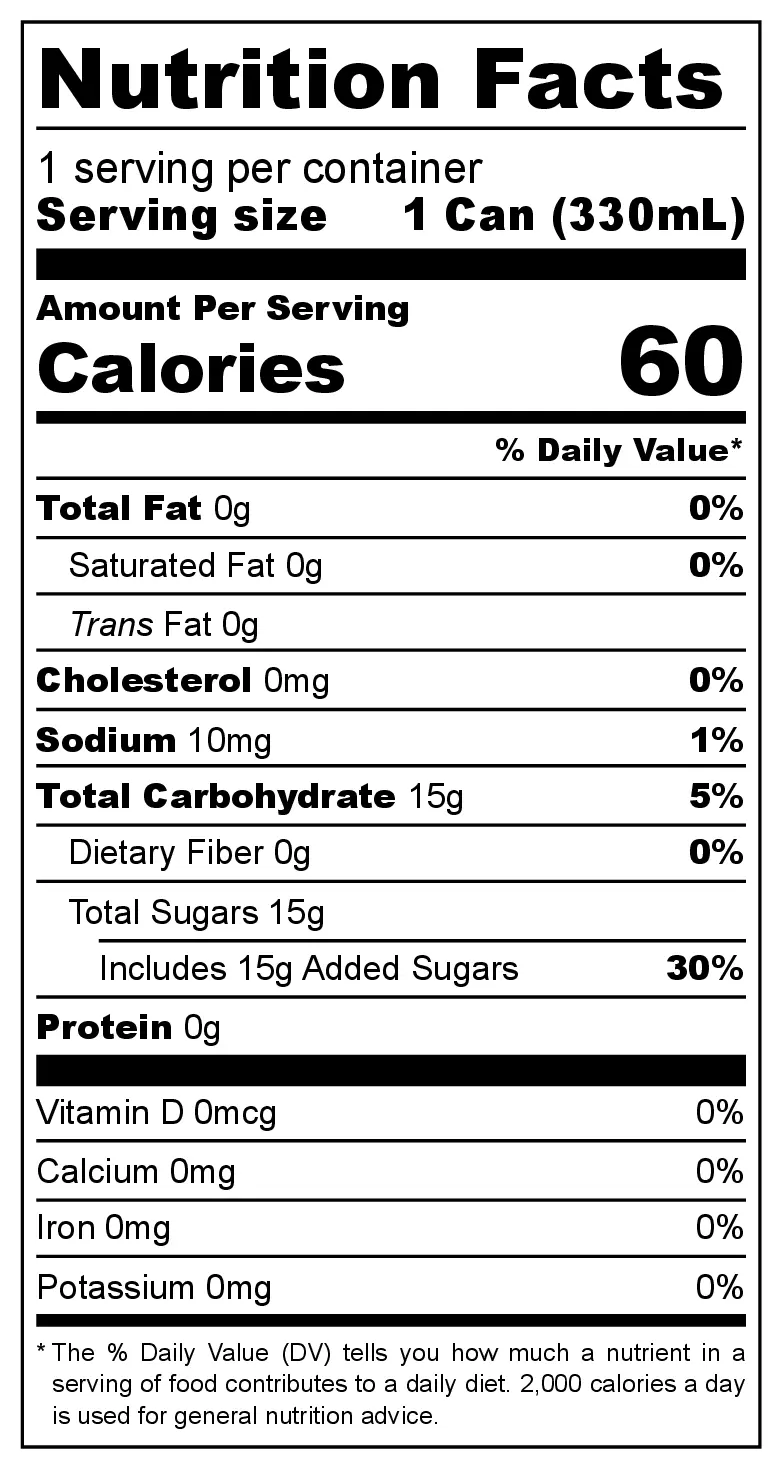 Iron Brew-Flavored Citrus Soda nutrition facts