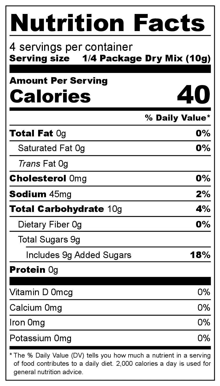 Orange Blossom Yogurt Mix nutrition facts