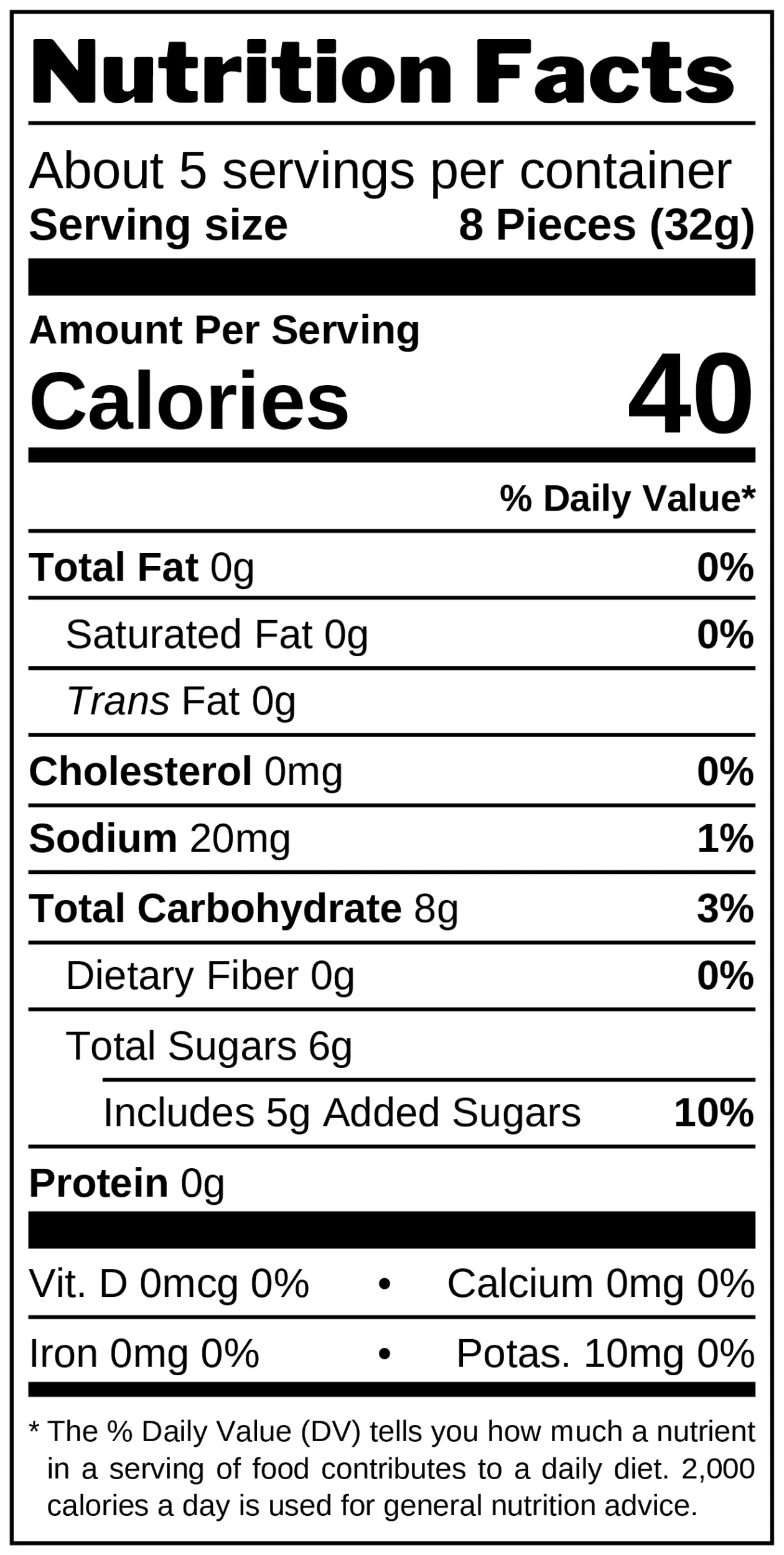 Match Strawberry Passionfruit Candy nutrition facts