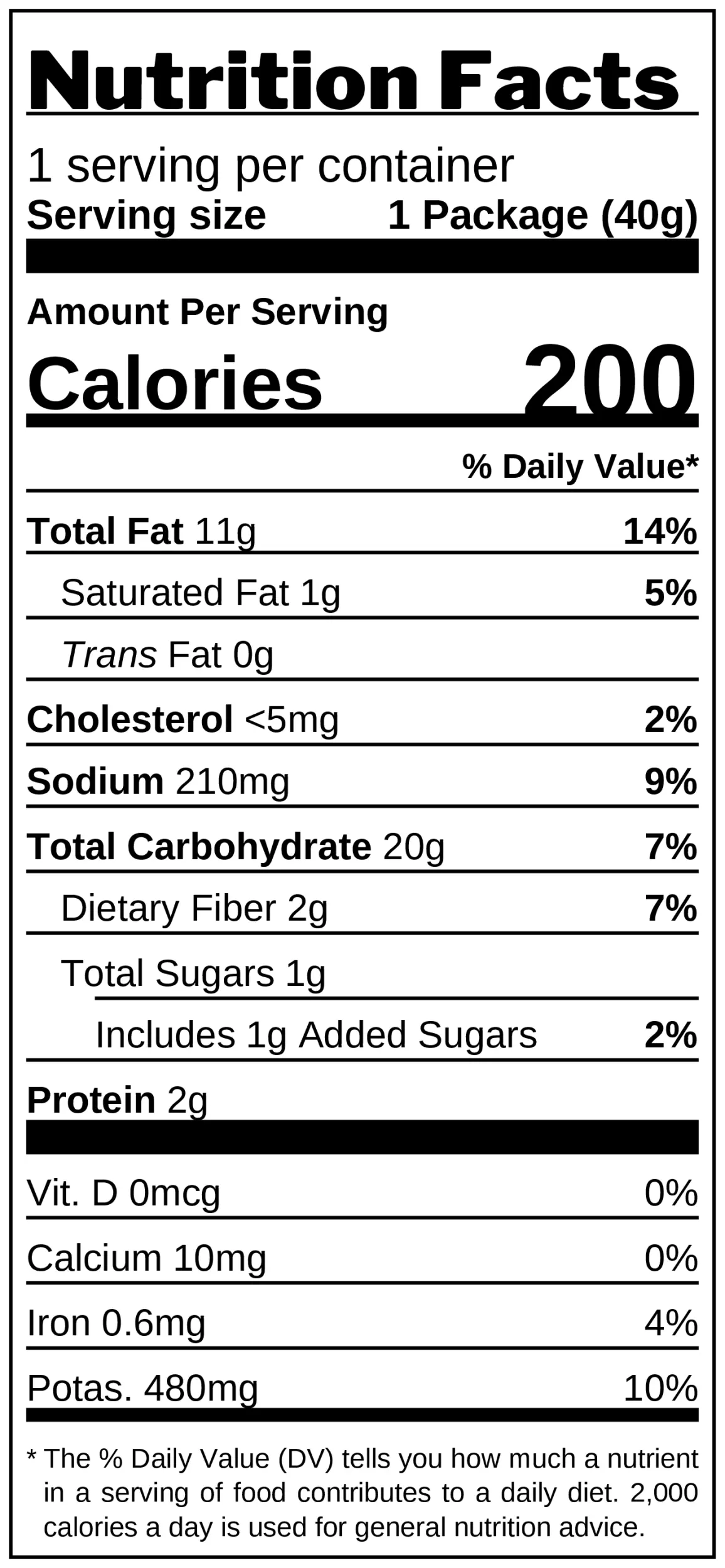 Sour Cream & Onion Potato Chips nutrition facts