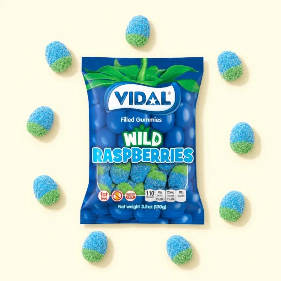 Sour Raspberry Flavored Filled Gummies Package