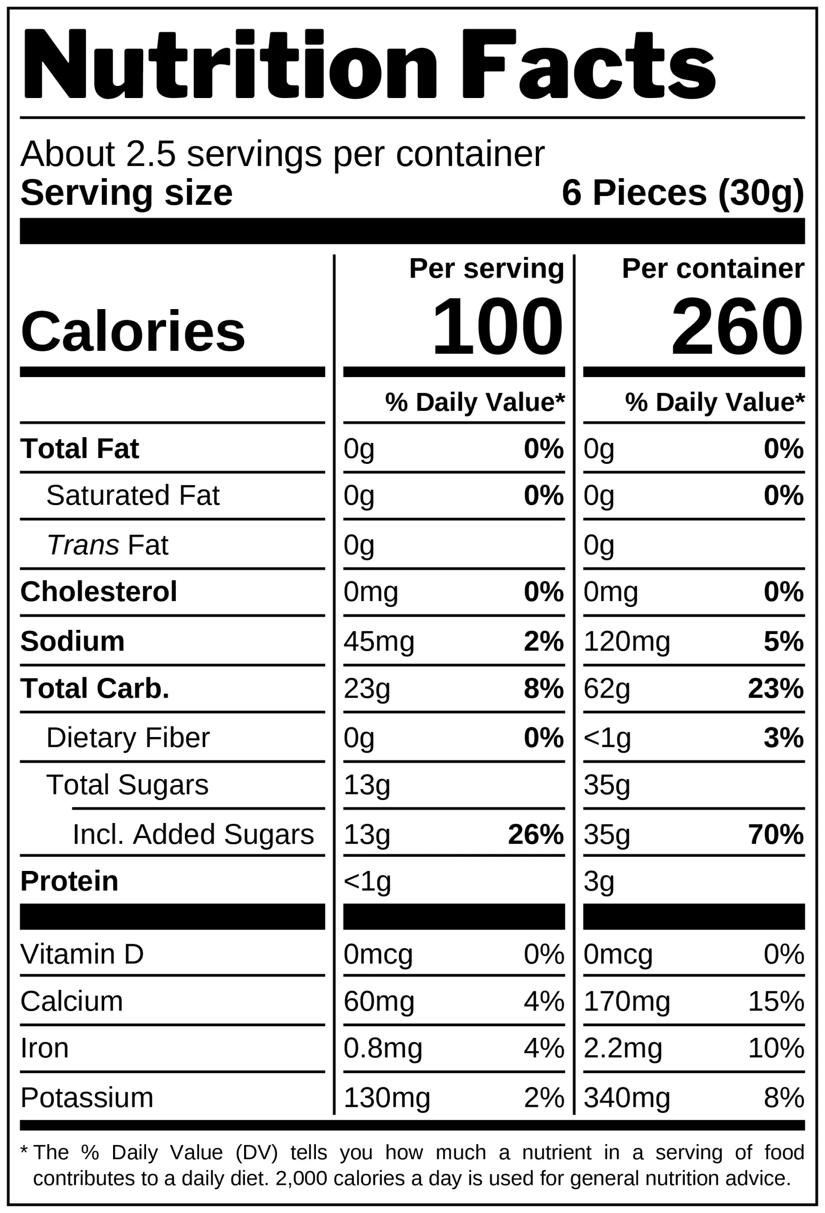 Halva Original Black Liquorice nutrition facts