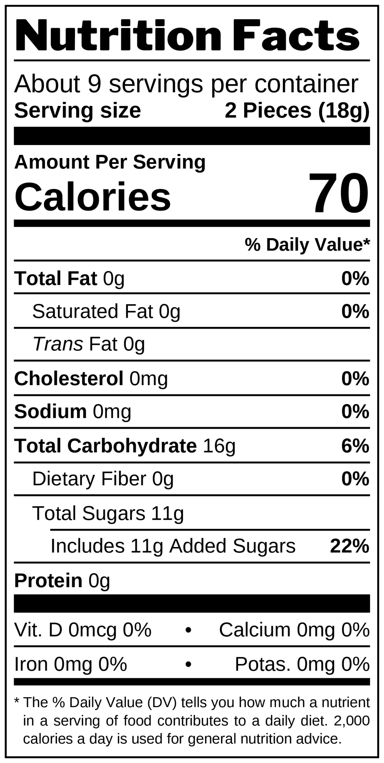 Rhubarb & Custard Candies nutrition facts