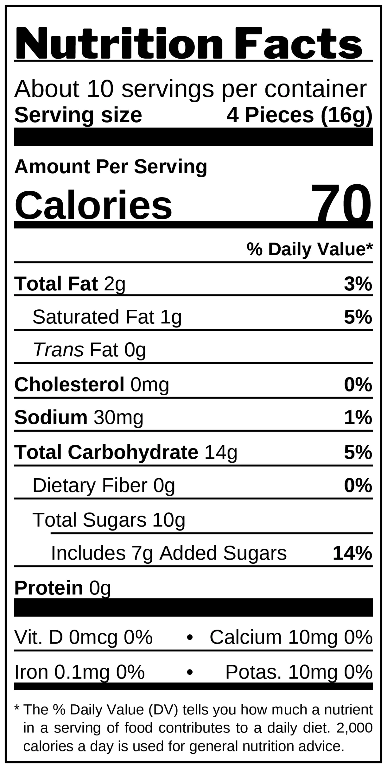 Cappuccino Candy nutrition facts