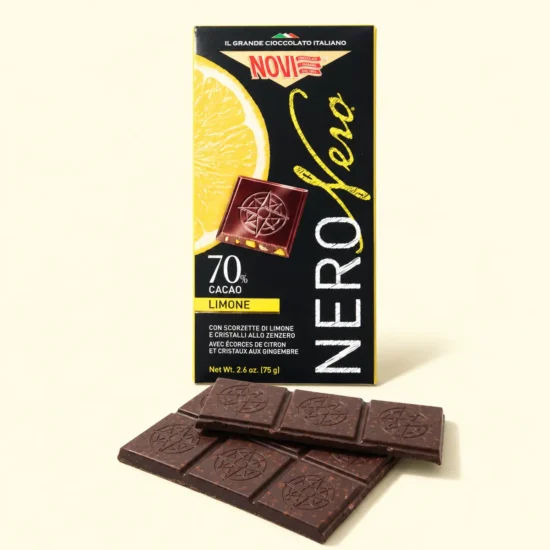 Dark Chocolate Bar with Lemon Peel & Ginger Package