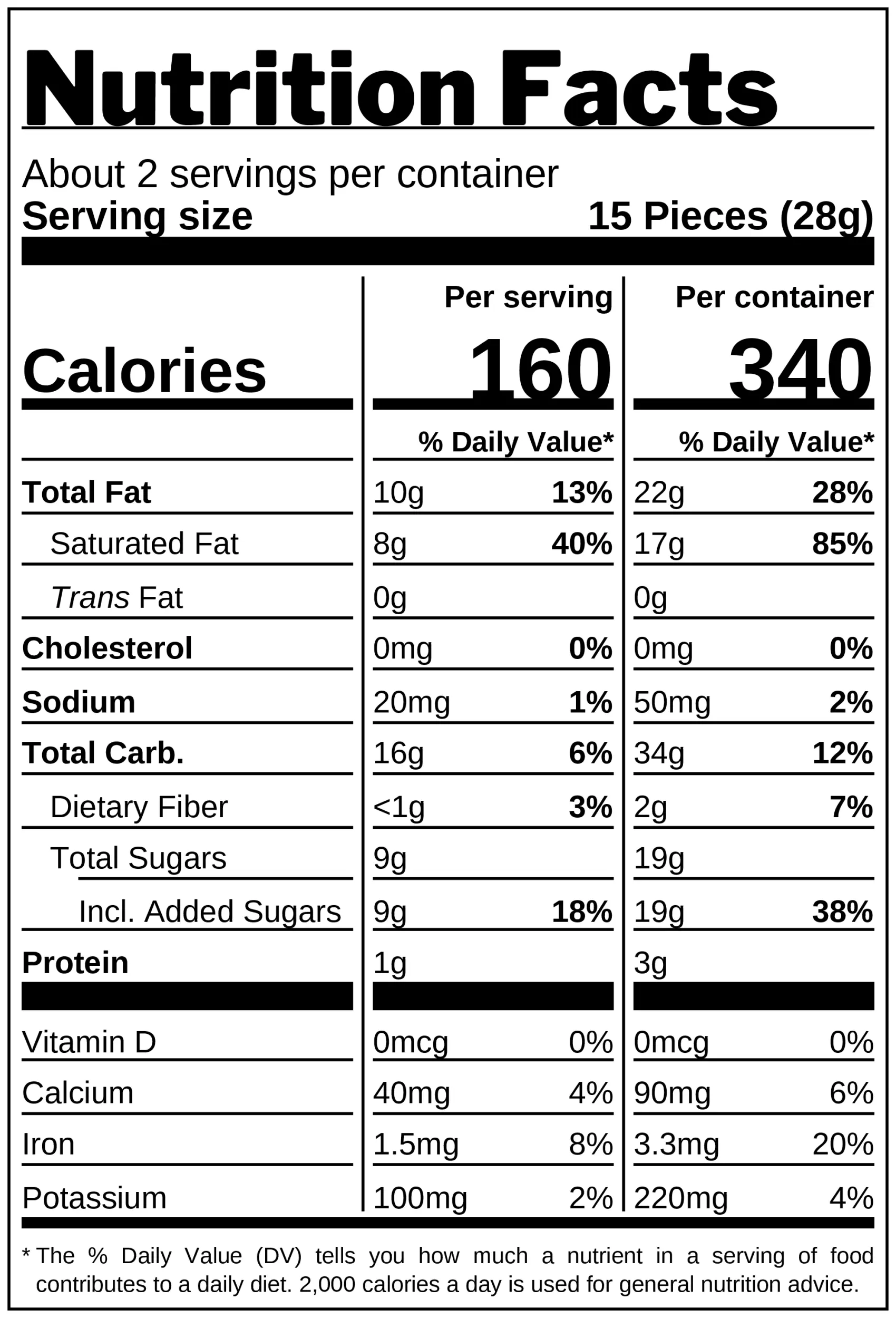 Chocolate-Covered Corn Puffs nutrition facts