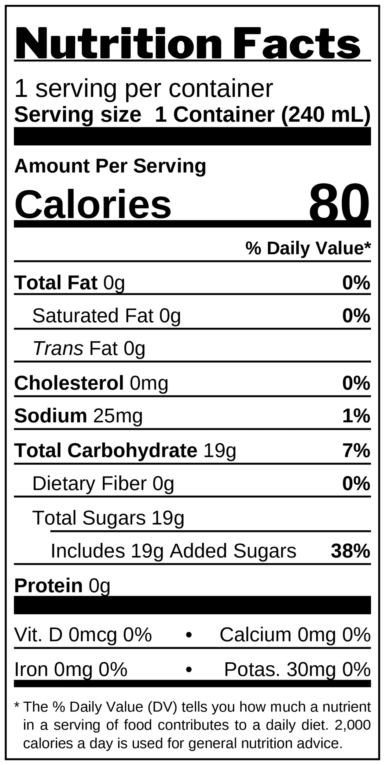 Pine Bud Drink nutrition facts