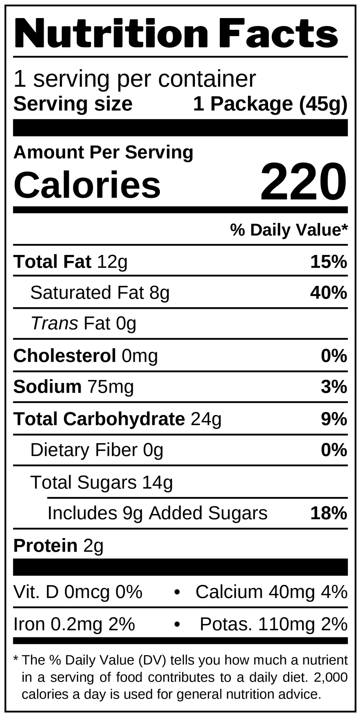 Cocoa-Coated, Caramel-Filled Wafer Cake nutrition facts