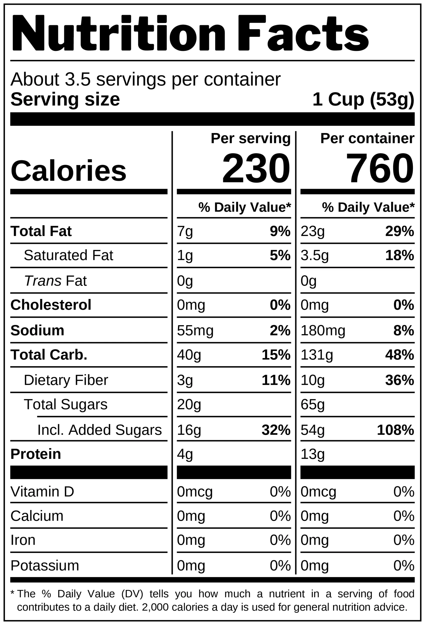 Oho Kramsi Chocolate Taste nutrition facts